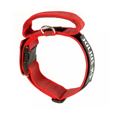 JULIUS-K9 Color & Gray, regulowana obroża z uchwytem dla psa, nylon, 40mm x 38-53cm, czerwona z szarym: ceny i cechy