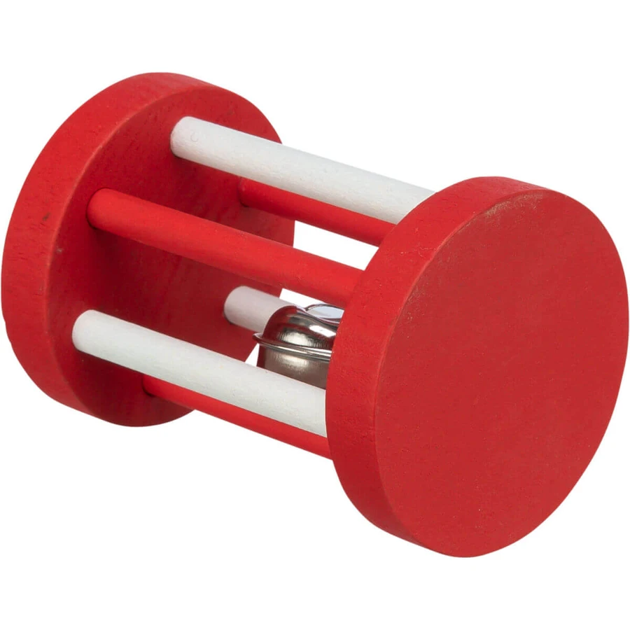 TRIXIE Christmas Bell Rola, stimulatie speeltje voor katten, met geluid, hout, wit en rood, 7x5cm, 1 stuk