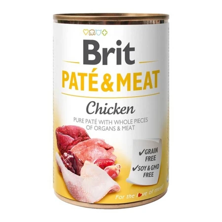BRIT Paté & Vlees, Kip, blik graanvrij vochtig hondenvoer, (paté met stukjes vlees), 400g