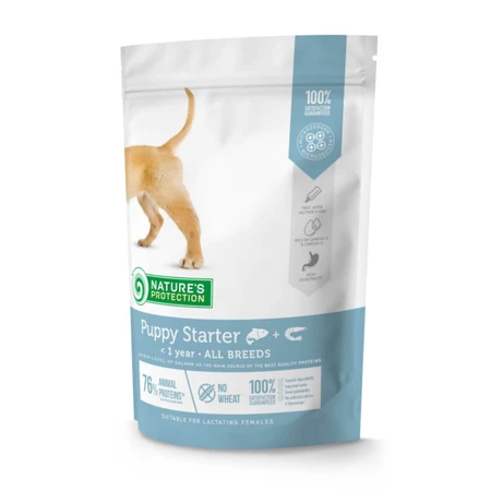 NATURES PROTECTION Puppy Starter XS-XL, Salmon and Krill, dry food for junior dogs, 500g
