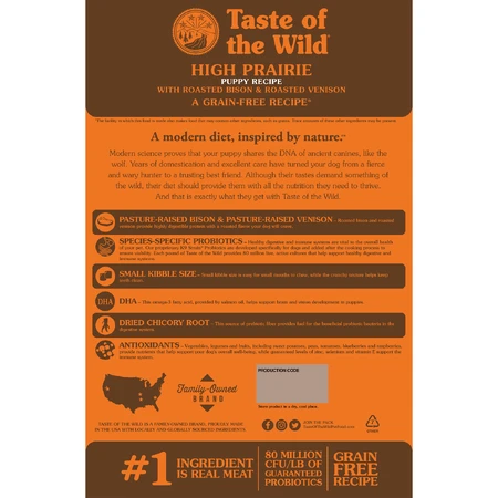 TASTE OF THE WILD High Prairie Puppy, Bison und Venison, getreidefreies Trockenfutter für junge Hunde, 2kg