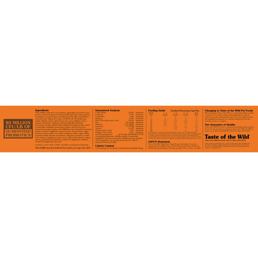 TASTE OF THE WILD High Prairie Puppy, Bison und Venison, getreidefreies Trockenfutter für junge Hunde, 2kg