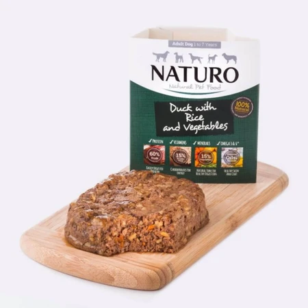 NATURO Low Grain, XS-L, Pato y Verduras, comida húmeda baja en cereales, bandeja, (en aspic), 400g