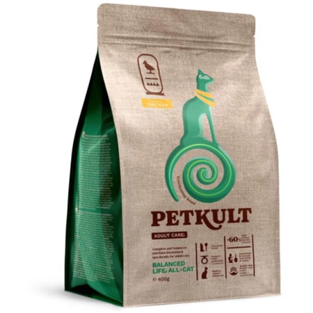 PETKULT Adult Care Balanced Life, Poulet, croquettes pour chat, 400g