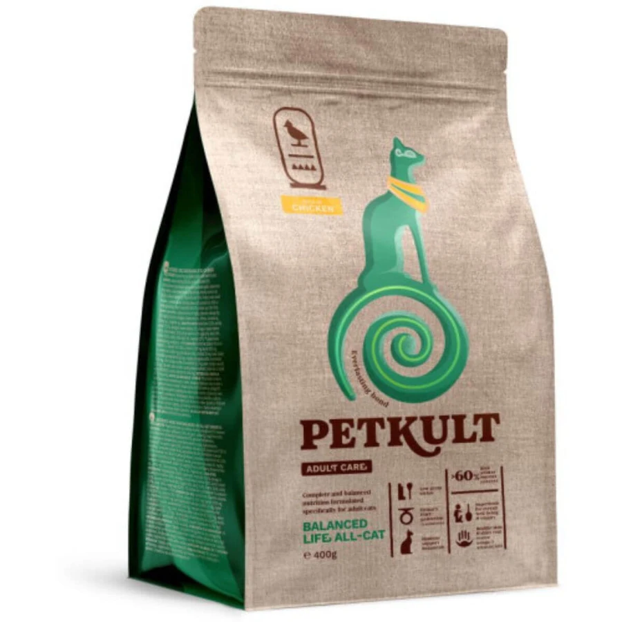 PETKULT Adult Care Balanced Life, Poulet, croquettes pour chat, 400g