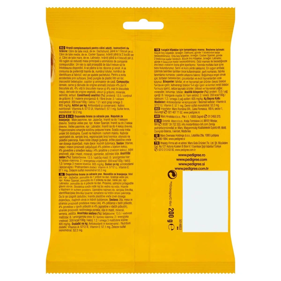 PEDIGREE Biscrok Multi Mix, hondensnacks, koekjes, kip, rund en lam , 200g