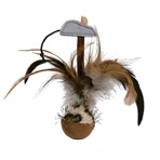 Trixie, bal met veren en muis, speeltje, katten, pluche, veelkleurig, 15cm