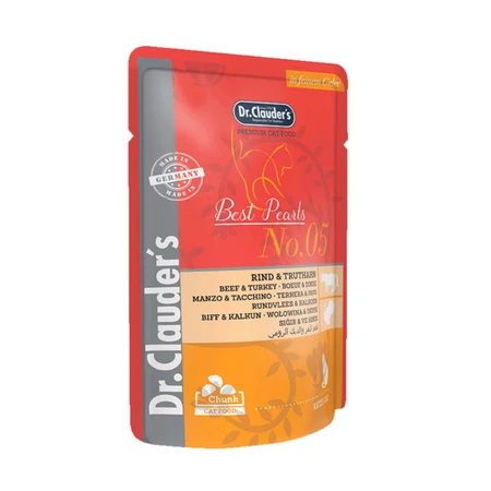 DR. CLAUDER'S, Rind und Pute, Beutel Katzenfutter, (in Aspik), 100g
