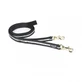 JULIUS-K9 IDC, correa doble Y con 2 mosquetones sin asa perros, nylon, cinta, 25mm x 2,2m, negro