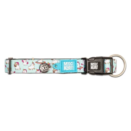 MAX & MOLLY Smart ID Unicorn, dog collar, adjustable, polyester, blue, trident buckle, S(28-45 x 1.5cm)