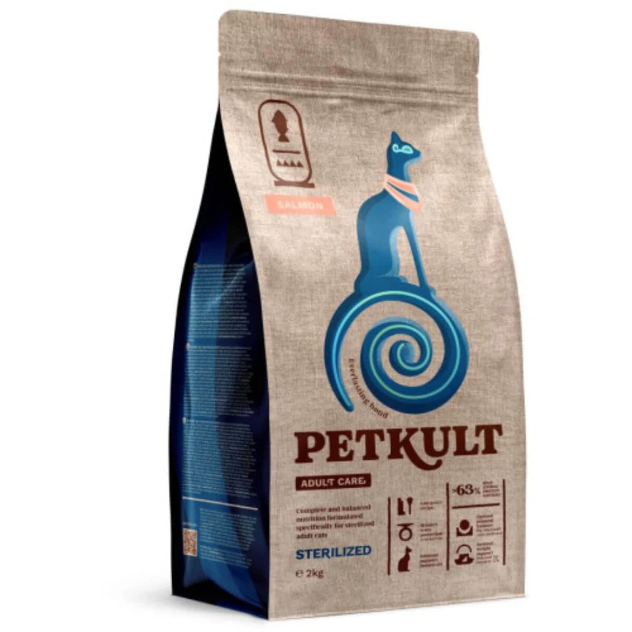 PETKULT Adult Care Sterilized, saumon, nourriture sèche pour chats stérilisés, 2kg