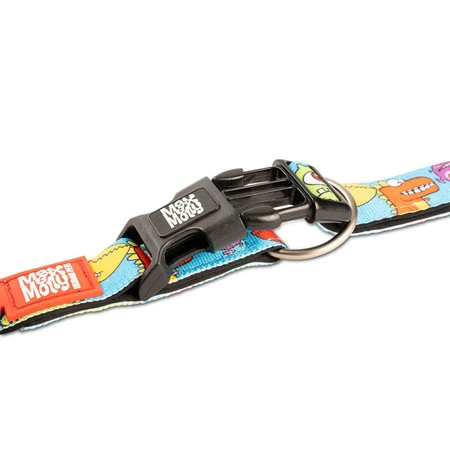 MAX & MOLLY Smart ID Little Monsters, dog collar, adjustable, polyester, blue, trident buckle, S(28-45 x 1.5cm)