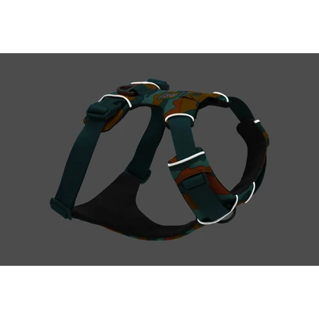 RUFFWEAR Front Rage Spring Mountains, doppia pettorina (petto e schiena) per addestramento cani, regolabile, riflettente, verde e arancione, XS(33-43cm)