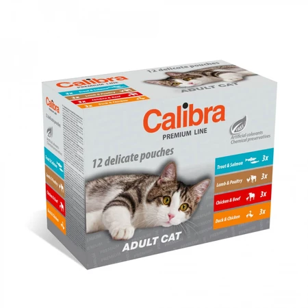 CALIBRA Premium Line, Trout and Salmon, sachet wet cat food, (in sauce), multipack, 100g x 12pcs