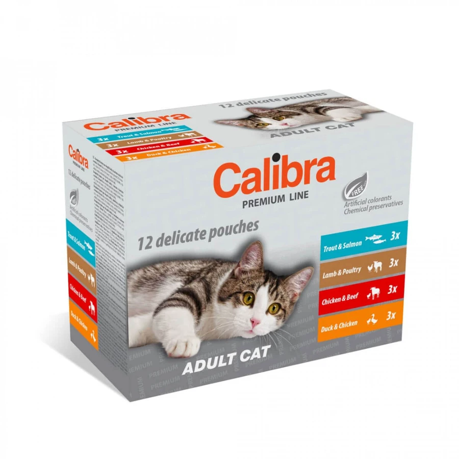 CALIBRA Premium Line, Trout and Salmon, sachet wet cat food, (in sauce), multipack, 100g x 12pcs