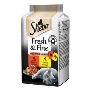 SHEBA Fresh & Fine Mixed Selections, Beef and Chicken, sachet de nourriture humide pour chats, (en sauce), multipack, 50g x 6pcs