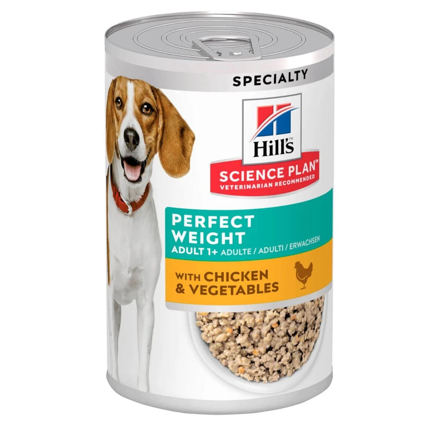 HILL'S Science Plan Perfect Weight, XS-XL, Huhn und Gemüse, Nassfutter in Dosen für Hunde, Übergewicht, (Pastete), 363g