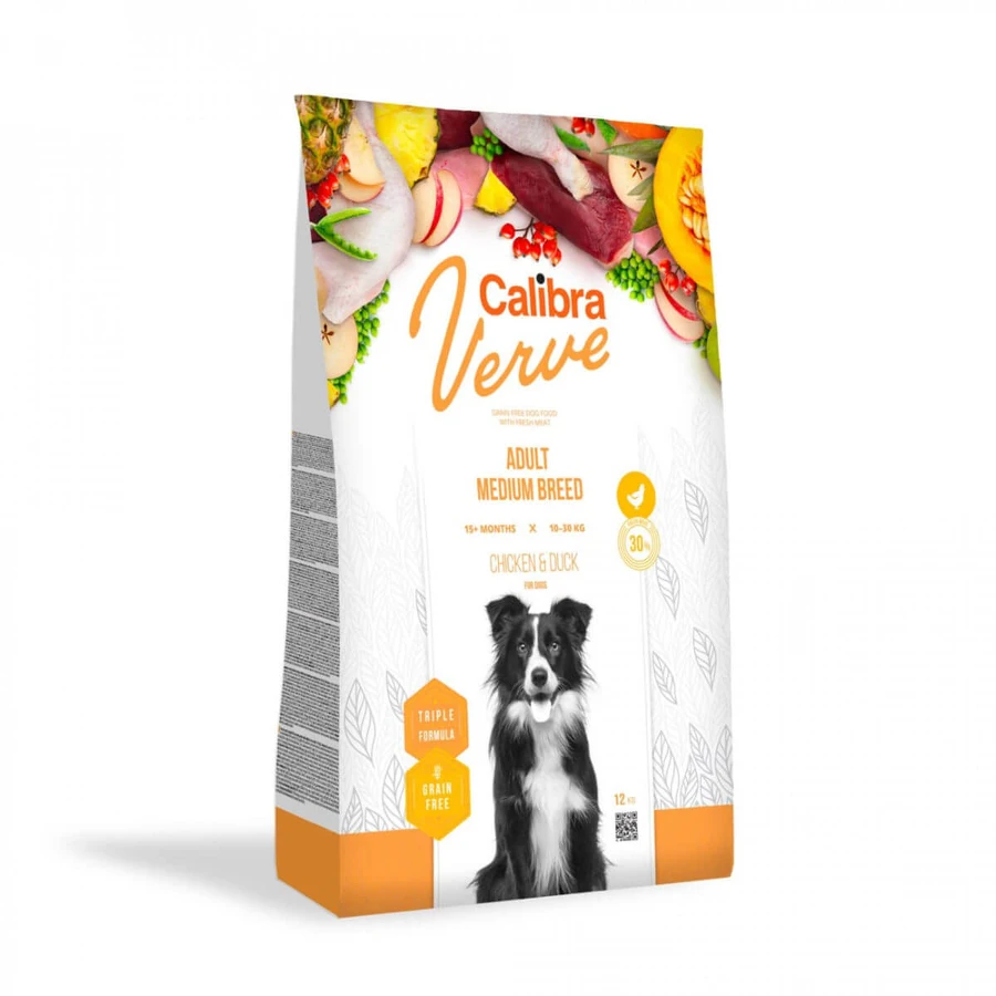 CALIBRA Verve GF Adult Medium Breed, M, Kip en Eend, droogvoer, graanvrij, droogvoer voor honden, 2kg