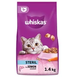 WHISKAS Adult Sterile, Lachs, Trockenfutter für sterilisierte Katzen, 1.4kg