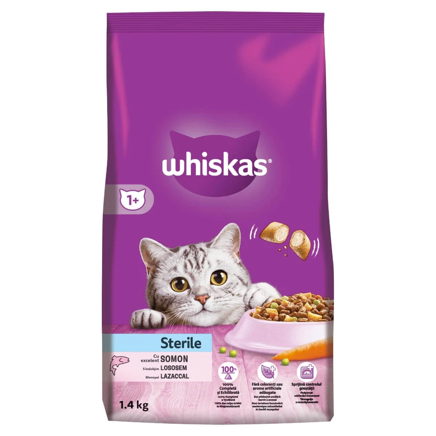 WHISKAS Adult Sterile, Salmon, dry food for sterilized cats, 1.4kg