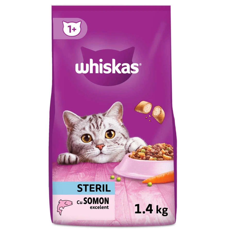 WHISKAS Adult Sterile, Salmon, dry food for sterilized cats, 1.4kg