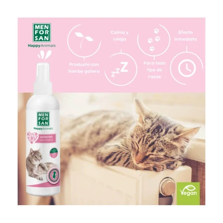 MENFORSAN Anti- Stress Cat Ambiental, supplément pour le système nerveux et l'apaisement des chats, flacon, 125ml spray