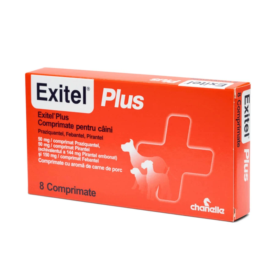 EXITEL Plus 50/144/150mg, internal deworming dogs, XS-M, tablets, Pig, 8buc