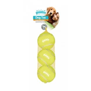 PAWISE Set di 3 palline da tennis, palla giocattolo per cani, S-XL, sintetica, attività fisica, giallo, ⌀6,3 cm