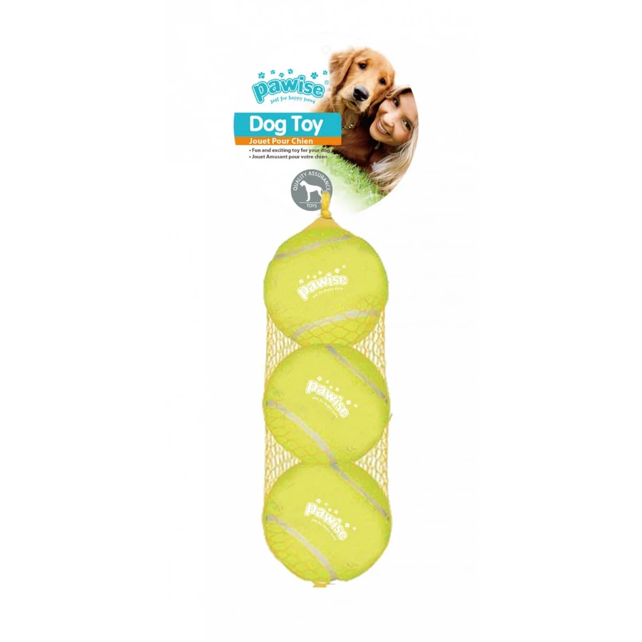 PAWISE Set 3 Mingi de Tenis, jucărie minge câini, S-XL, sintetic, activități fizice, galben, ⌀6.3 cm