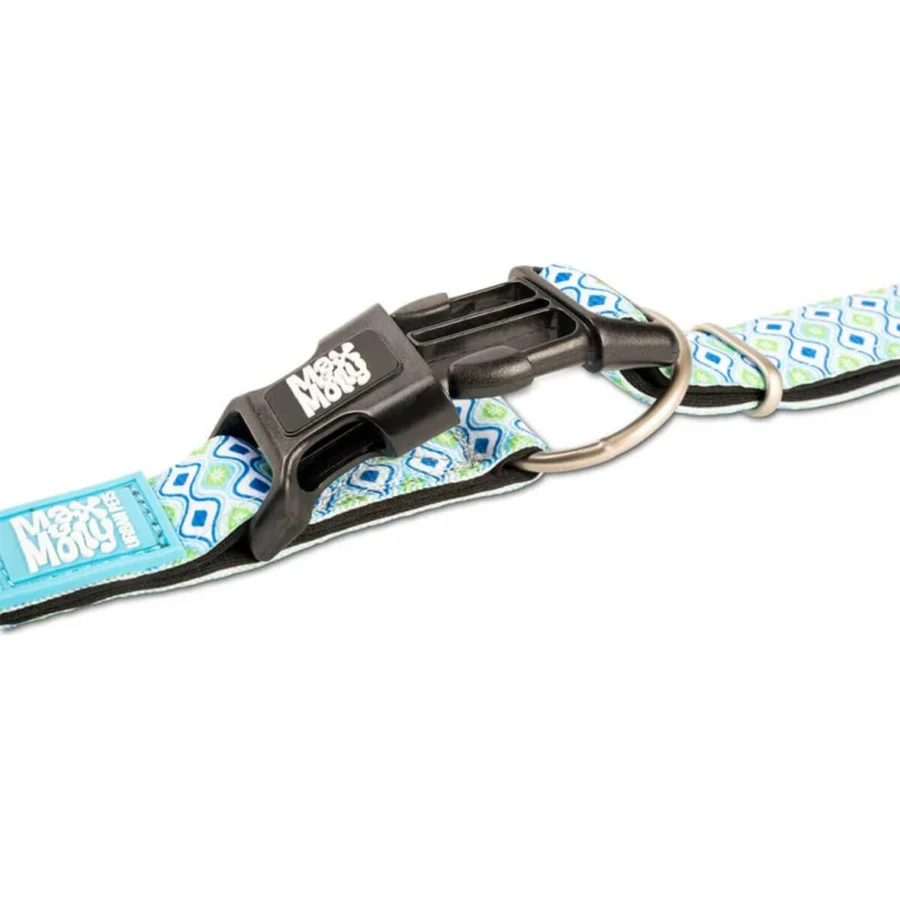 MAX & MOLLY Smart ID Retro Blue, Hundehalsband, verstellbar, Polyester, blau, Dreizackschnalle, M(34-55 x 2cm)
