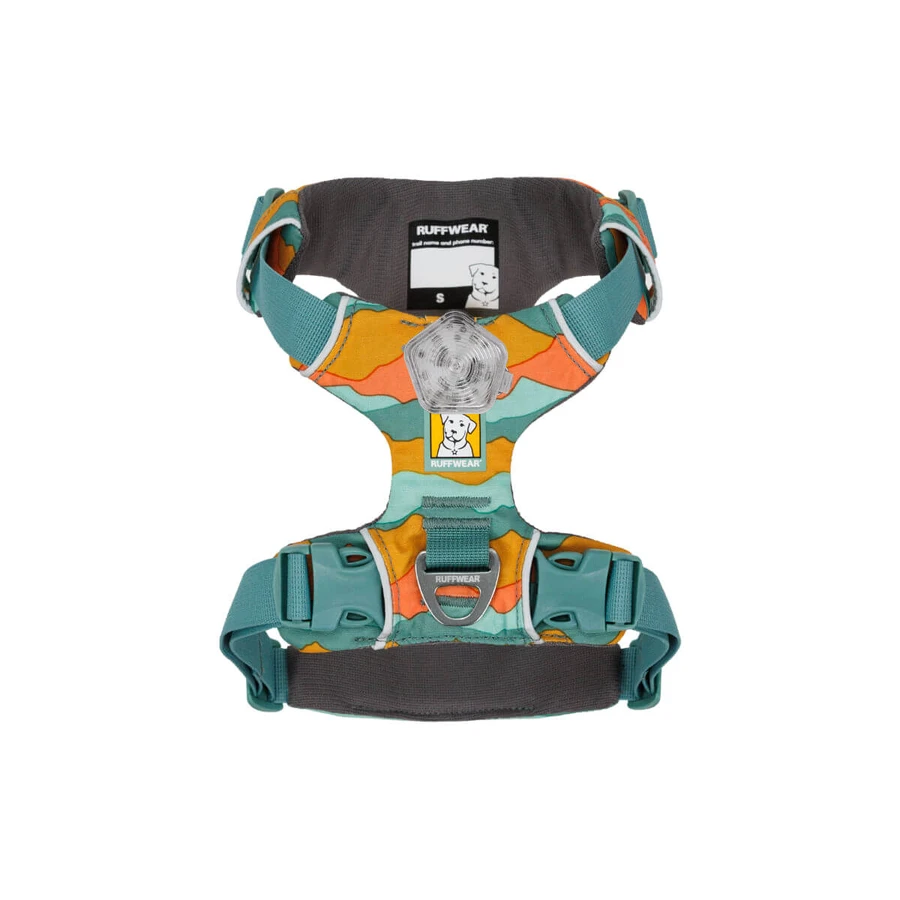 RUFFWEAR Front Rage Spring Mountains, doppia pettorina (petto e schiena) per addestramento cani, regolabile, riflettente, verde e arancione, M(69-81cm)