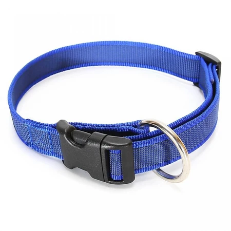 JULIUS-K9 Color & Gray, adjustable collar with handle dogs, nylon, 25mm x 39-45cm, blue