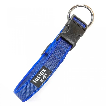 JULIUS-K9 Color & Gray, adjustable collar with handle dogs, nylon, 25mm x 39-45cm, blue