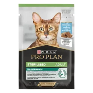 PURINA Pro Plan Sterilized Maintenance, Bacalao, sobre de comida húmeda para gatos esterilizados, (paté), bax, 75g x 10pcs