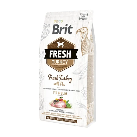 BRIT Fresh Fit & Slim Adult S-XL, Pute mit Erbsen, getreidearmes Trockenfutter für Hunde, Gewichtsmanagement, 2,5kg