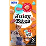 INABA Juicy Bites, Pescado y Vieiras, bolsa, sobre, recompensas de comida para gatos sin cereales, semi-malista, 33g