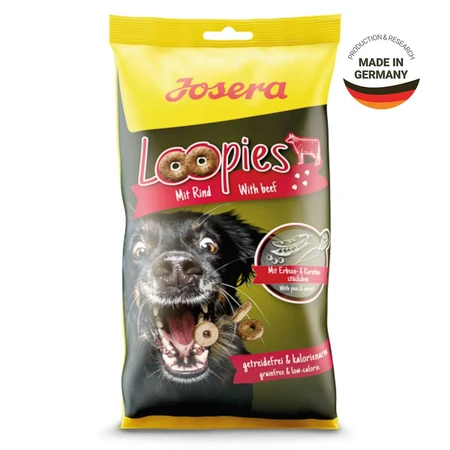 JOSERA Loopies, XS-XL, Rindfleisch, getreidefreier Belohnungsbeutel für Hunde, 150g