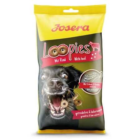 JOSERA Loopies, XS-XL, Rindfleisch, getreidefreier Belohnungsbeutel für Hunde, 150g