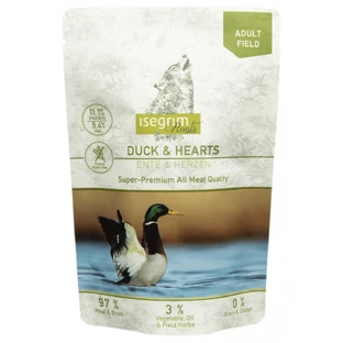 ISEGRIM, XS-XL, Ente und Herz, Beutel getreidefreies Nassfutter für Hunde, (in Sauce), 410g