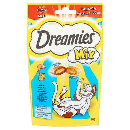 DREAMIES, Salmón y Queso, bolsa de recompensa para gatos, 60g