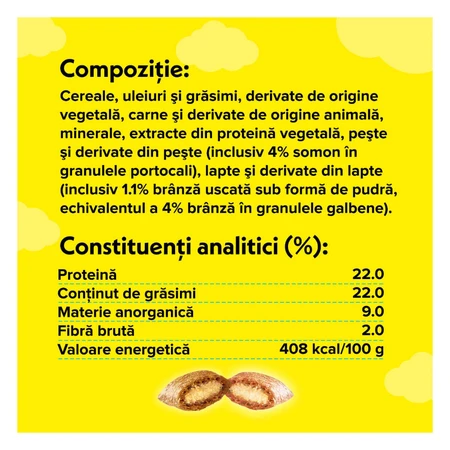 DREAMIES, Salmón y Queso, bolsa de recompensa para gatos, 60g