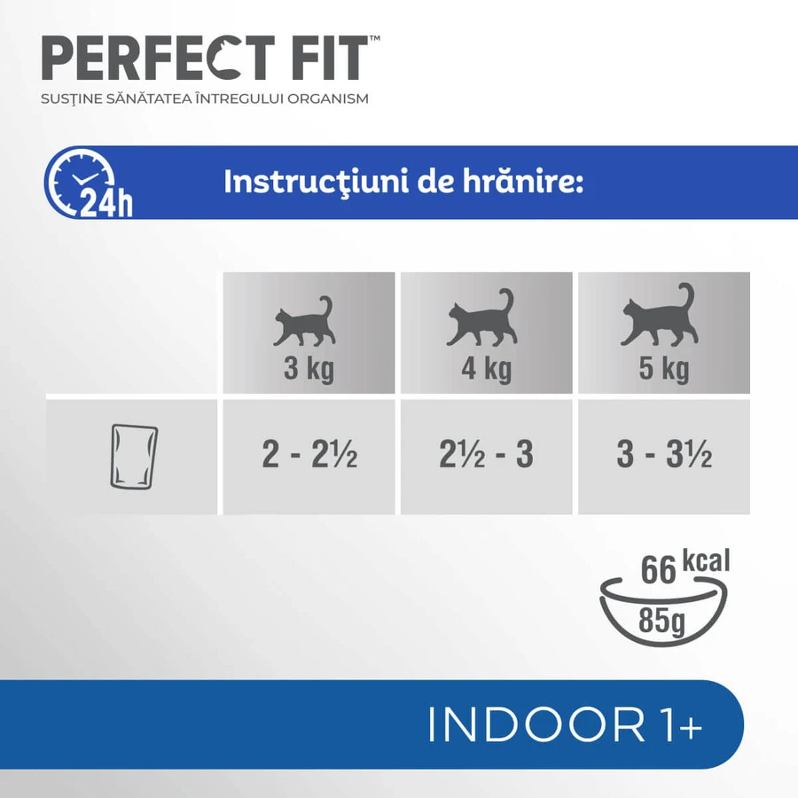 PERFECT FIT Gato Interior 1+, Pollo, Salmón, comida húmeda en bolsitas, (en salsa), multipack, 85g x 4pcs