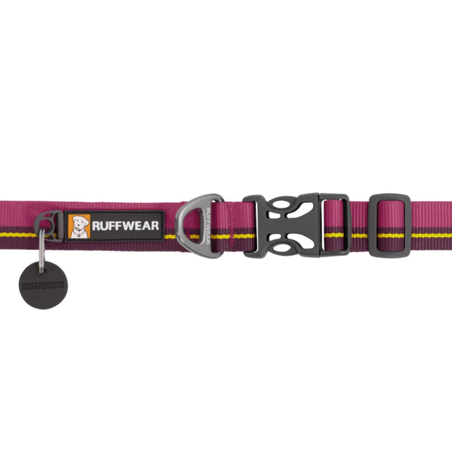 RUFFWEAR Flat Out Wildflower Horizon, laisse réglable pour chien, bande de laisse pour chien, bordeaux et jaune, L(51-66 x 2.5cm)