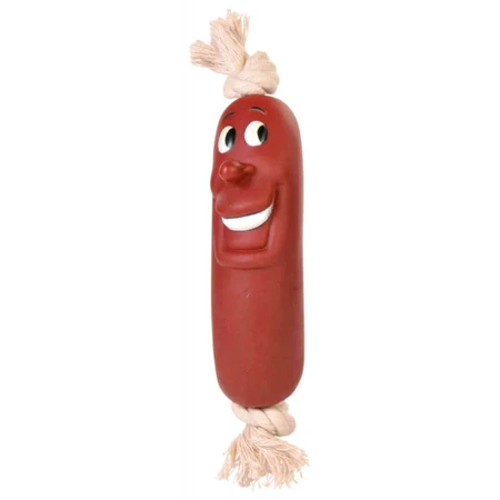 TRIXIE, dog sausage toy, plastic with string, 11cm, brown