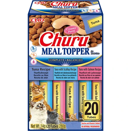 INABA Churu Meal Topper Varieties, Tonijn, blik nat graanvrij kattenvoer, (topping), 280g