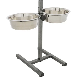 TRIXIE, Set Hundenäpfe + 2 Näpfe, verstellbare Höhe, Metall, L-XL(2.8l, ⌀24cm)