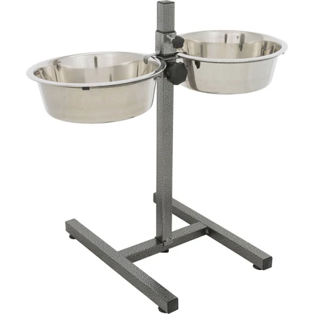 TRIXIE, Set Hundenäpfe + 2 Näpfe, verstellbare Höhe, Metall, L-XL(2.8l, ⌀24cm)
