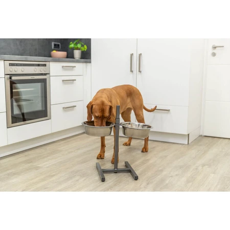 TRIXIE, Set Hundenäpfe + 2 Näpfe, verstellbare Höhe, Metall, L-XL(2.8l, ⌀24cm)