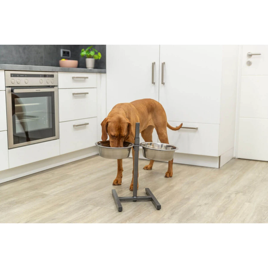 TRIXIE, Set Hundenäpfe + 2 Näpfe, verstellbare Höhe, Metall, L-XL(2.8l, ⌀24cm)