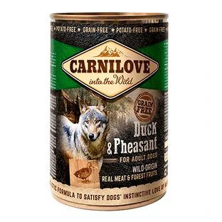 CARNILOVE, Canard et faisan, nourriture humide en conserve sans céréales pour chiens, (en aspic), 400g